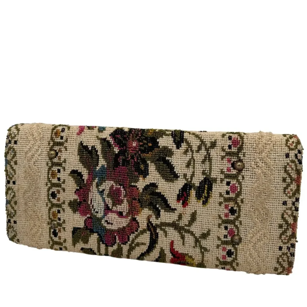 Vintage 60's Floral Needlepoint Tapestry Handbag